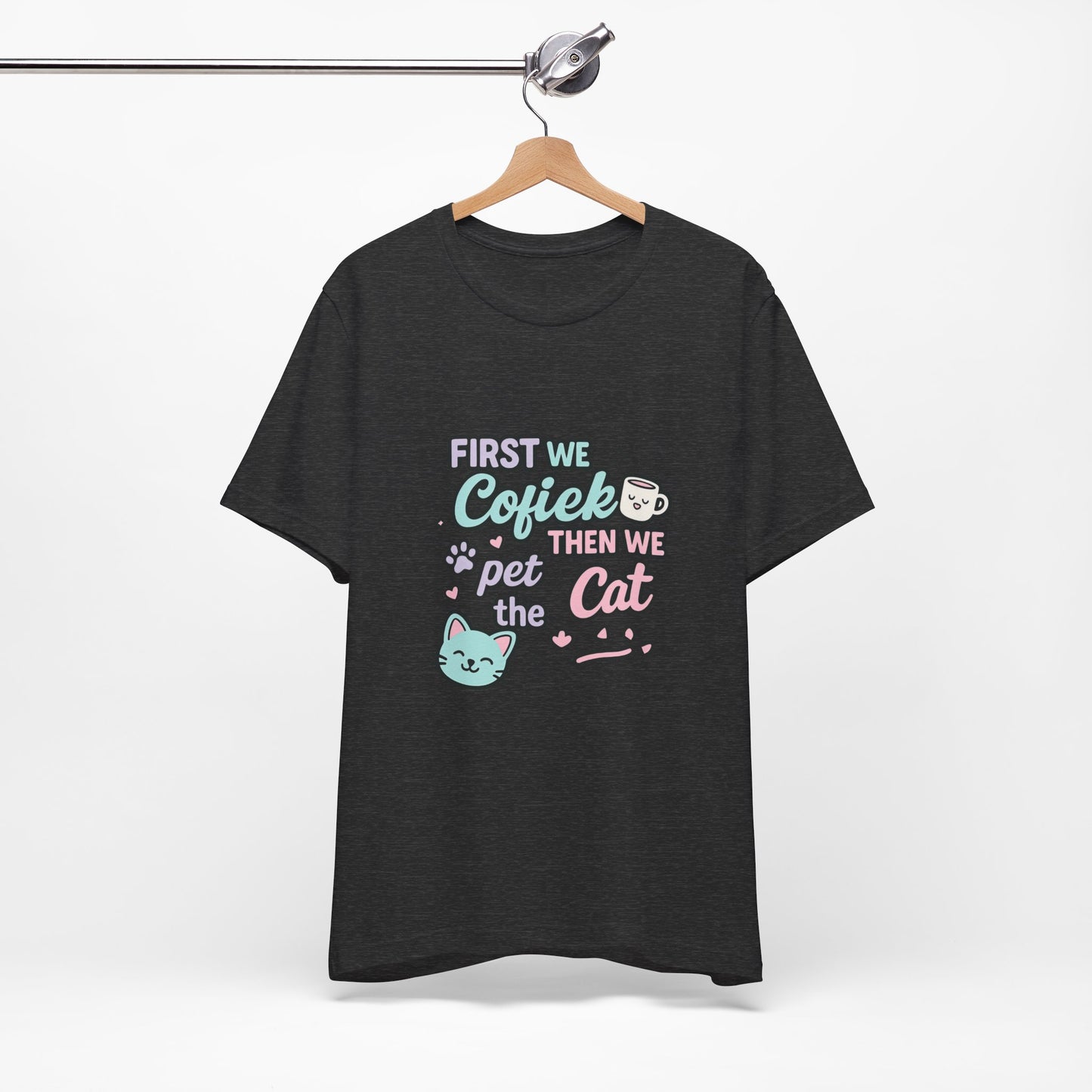 Cute Cat Lover Tee, Coffee Shirt, Pet Lover Gift, Animal Shirt, Cat Lover Apparel, Unisex T-Shirt