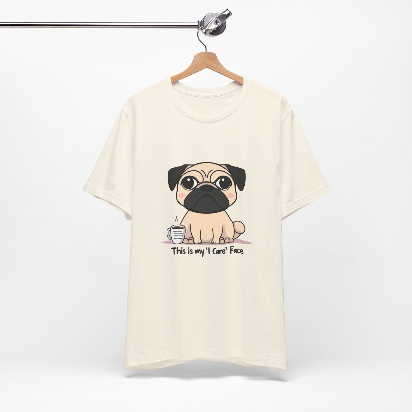 Cute Pug Tee - This is my 'I Care' Face T-Shirt, Dog Lover Gift, Animal Lover Apparel, Funny Pet T-Shirt, Casual Everyday Wear