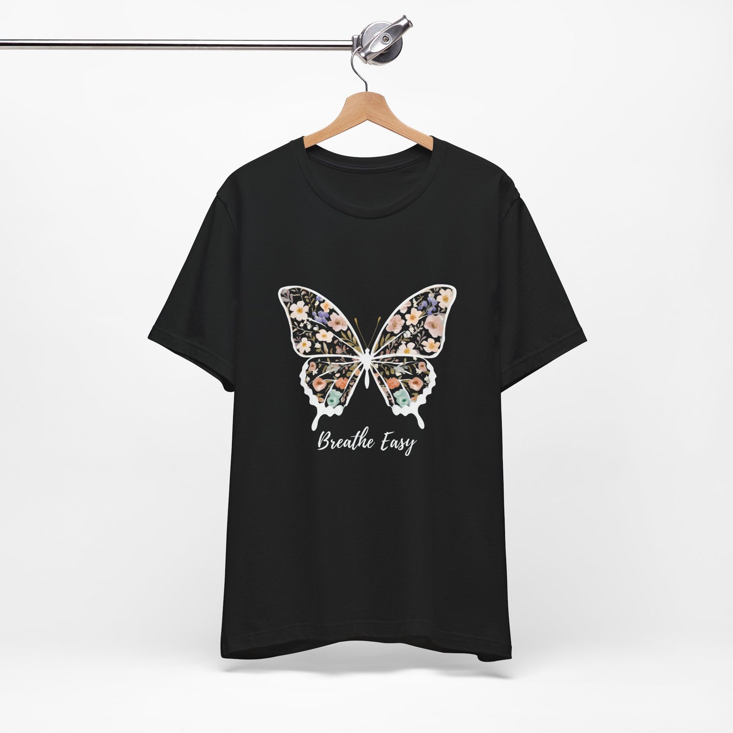 Floral Butterfly 'Breathe Easy' Tee - Relaxed Fit Unisex T-Shirt, Gift for Nature Lovers, Inspirational Shirt, Casual Wear, Summer Top