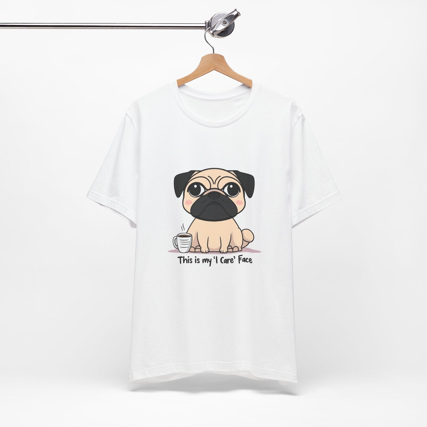 Cute Pug Tee - This is my 'I Care' Face T-Shirt, Dog Lover Gift, Animal Lover Apparel, Funny Pet T-Shirt, Casual Everyday Wear