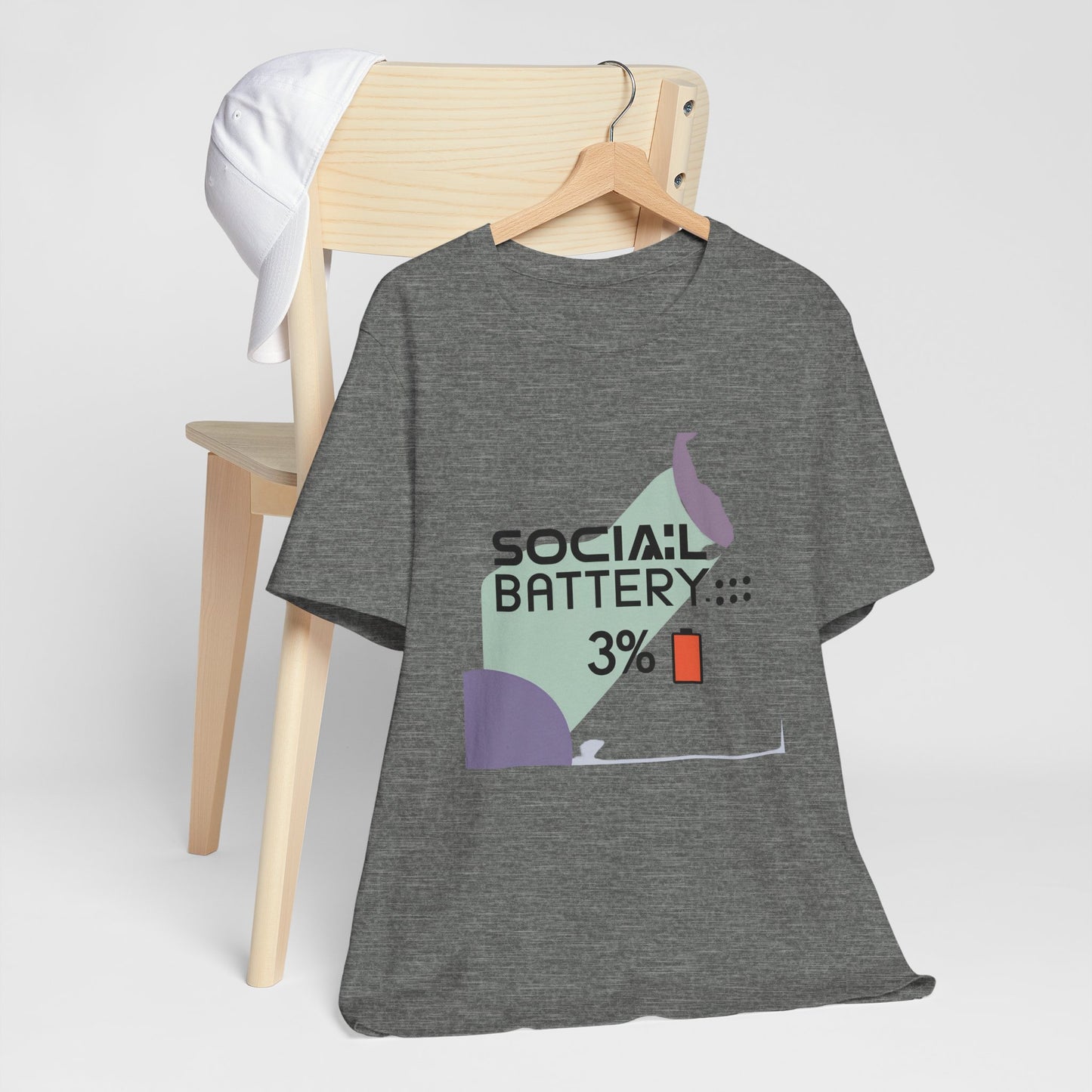 Social Battery 3% Unisex Tee, Perfect Gift for Friends, Casual Style, Graphic Tee, Party Wear, Social Media Lover Shirt