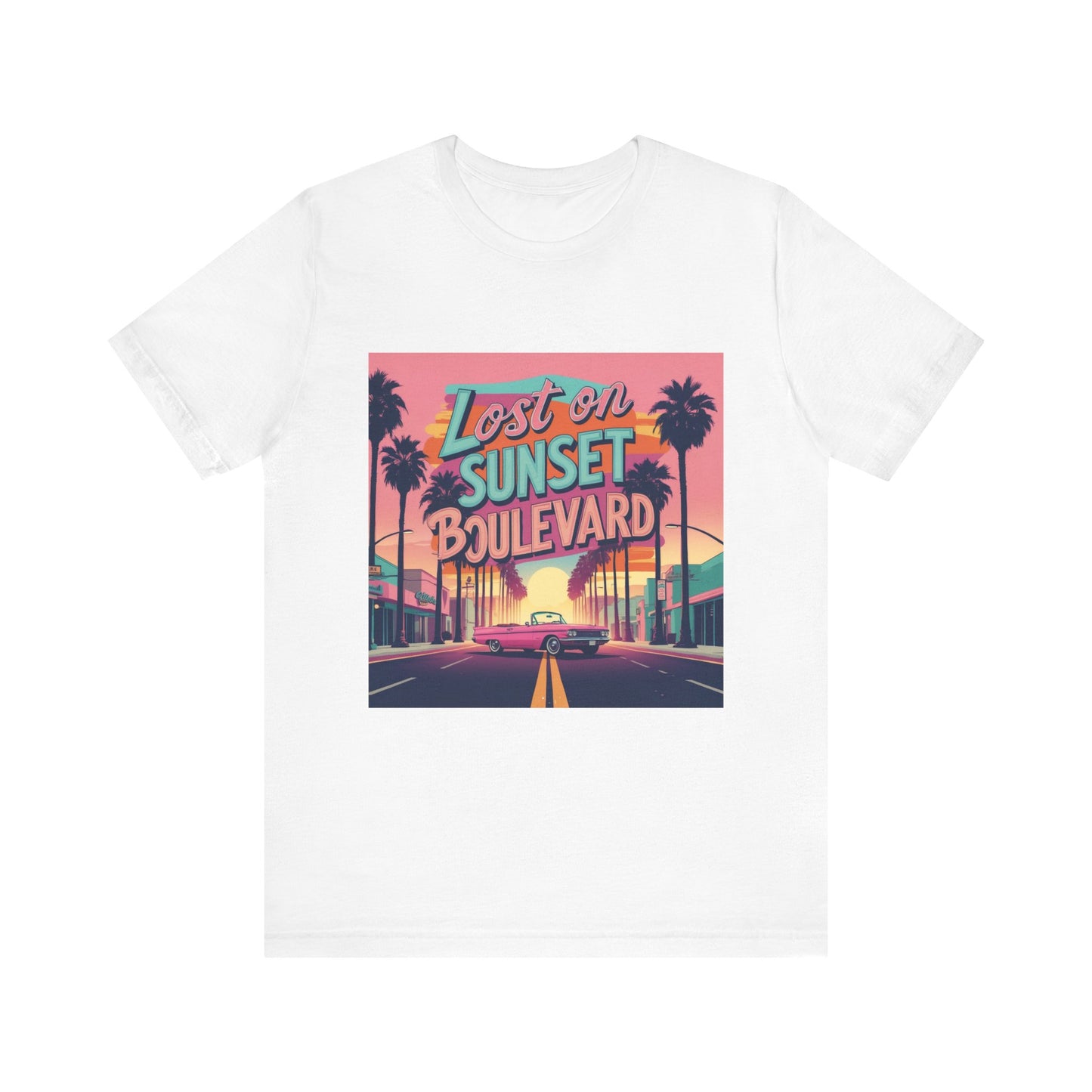Retro Sunset Boulevard Tee - Unisex Jersey Short Sleeve T-Shirt, Vintage Vibe, Perfect for Summer, Road Trip Gift, Casual Wear, Beach Days