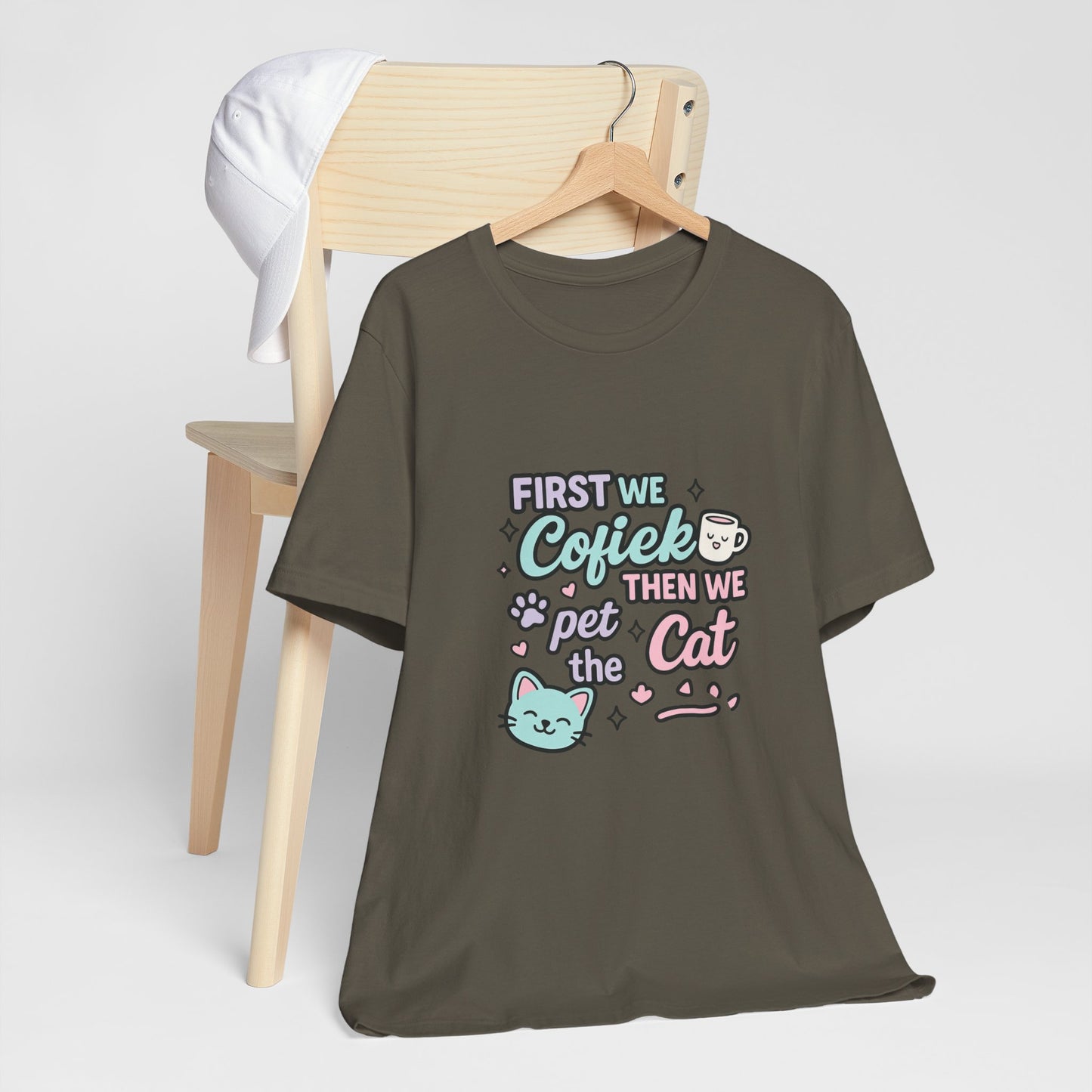 Cute Cat Lover Tee, Coffee Shirt, Pet Lover Gift, Animal Shirt, Cat Lover Apparel, Unisex T-Shirt