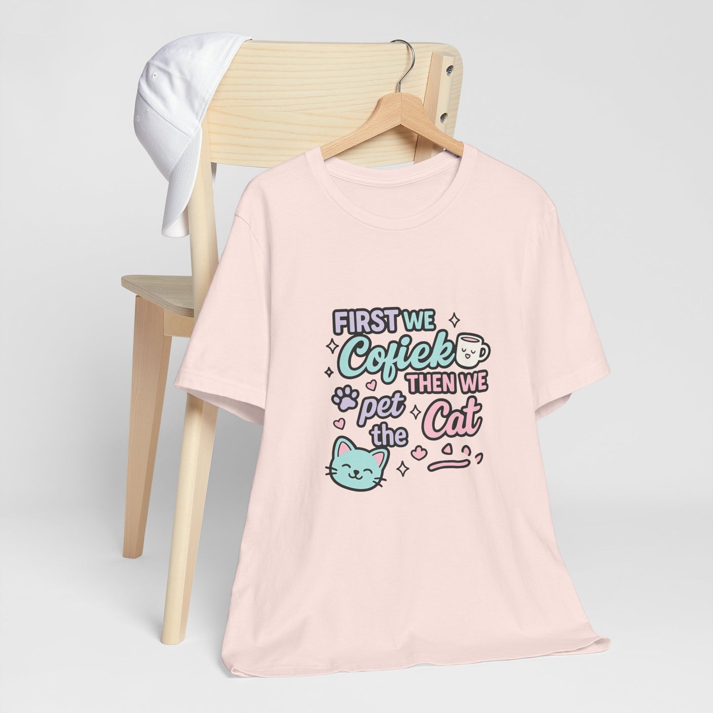 Cute Cat Lover Tee, Coffee Shirt, Pet Lover Gift, Animal Shirt, Cat Lover Apparel, Unisex T-Shirt