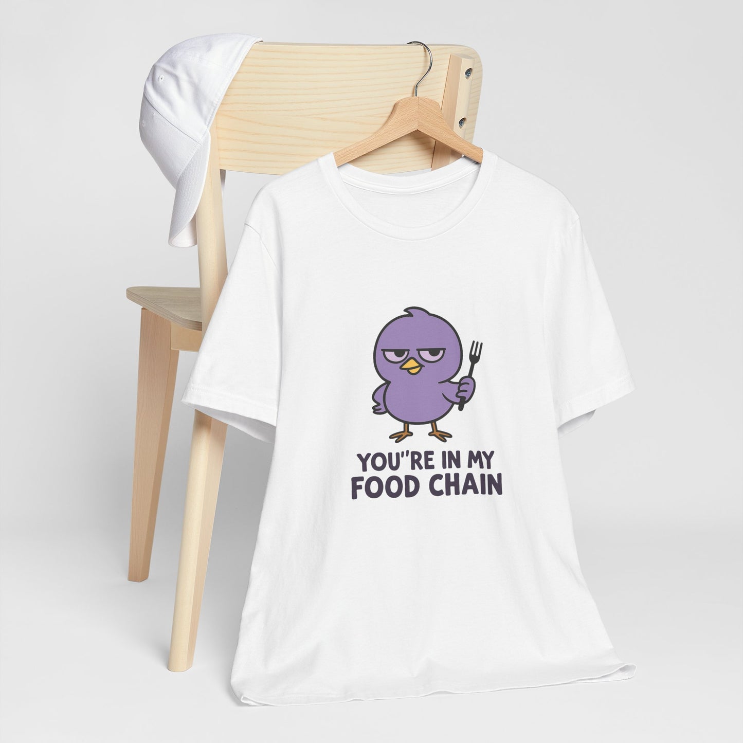 Funny Food Chain T-Shirt, Unisex Tee, Humorous Gift, Casual Wear, Bird Graphic Tee, Suitable for Birthdays, Comedy Enthusiasts