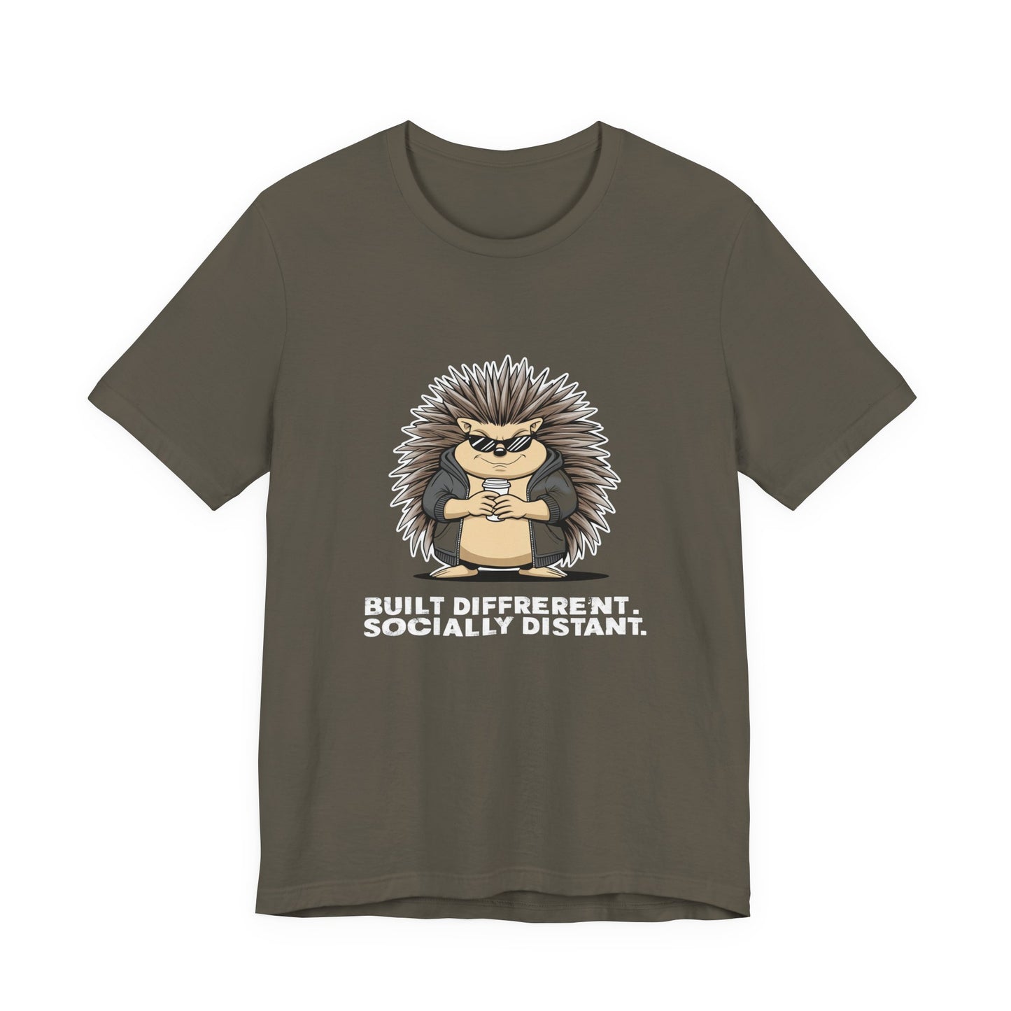 Quirky Socially Distant Tee, Graphic Tee, Casual Wear, Gift for Friends, Unisex T-Shirt, Hedgehog Humor Shirt