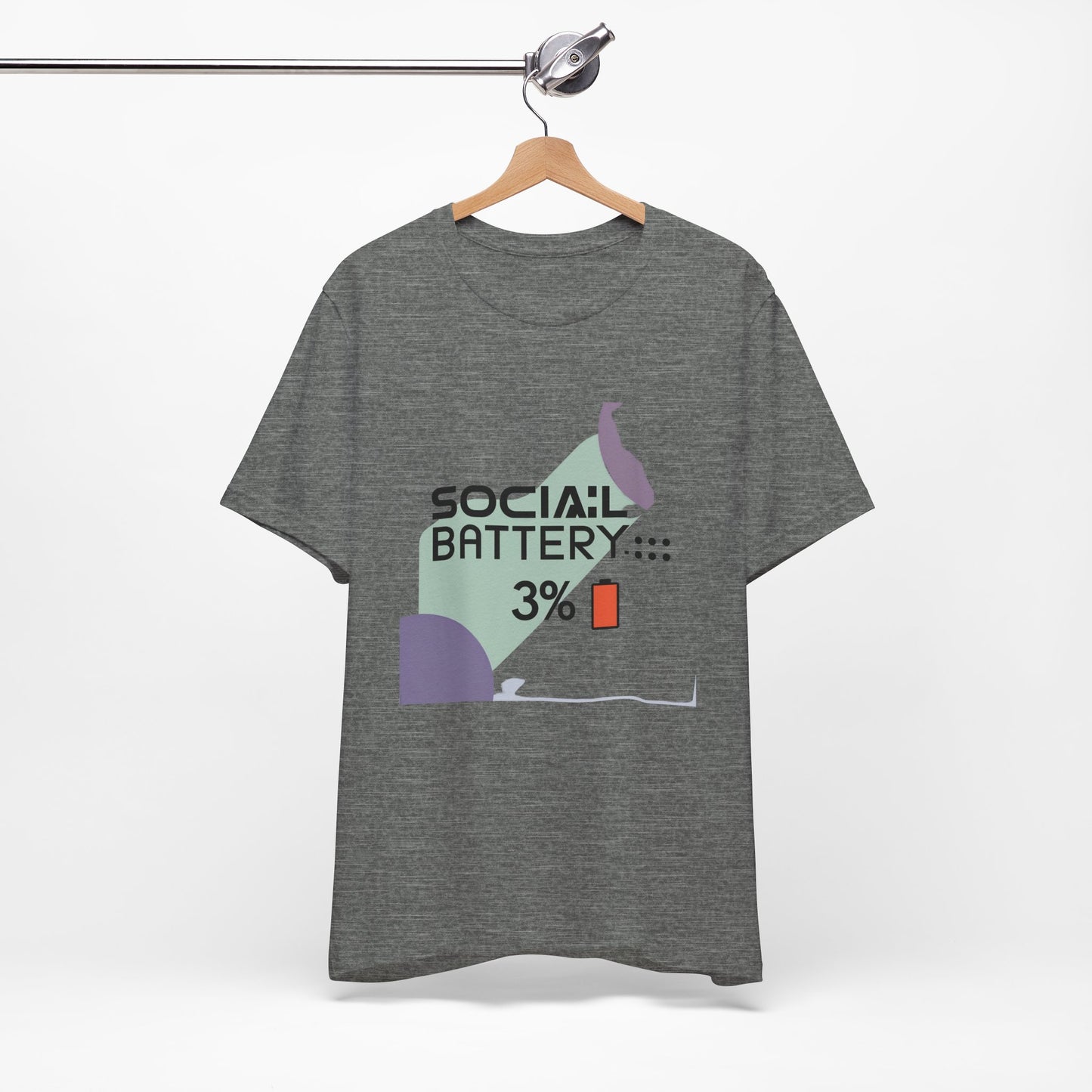 Social Battery 3% Unisex Tee, Perfect Gift for Friends, Casual Style, Graphic Tee, Party Wear, Social Media Lover Shirt