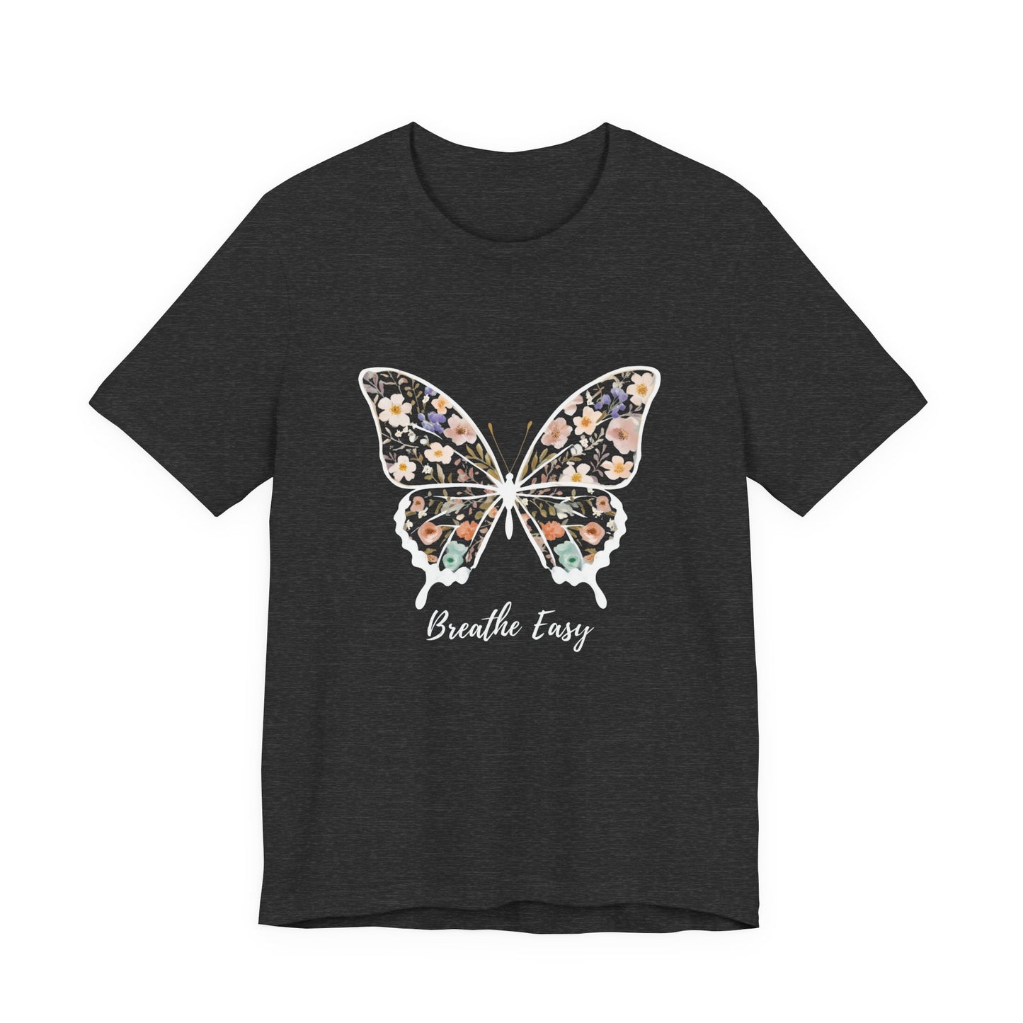 Floral Butterfly 'Breathe Easy' Tee - Relaxed Fit Unisex T-Shirt, Gift for Nature Lovers, Inspirational Shirt, Casual Wear, Summer Top