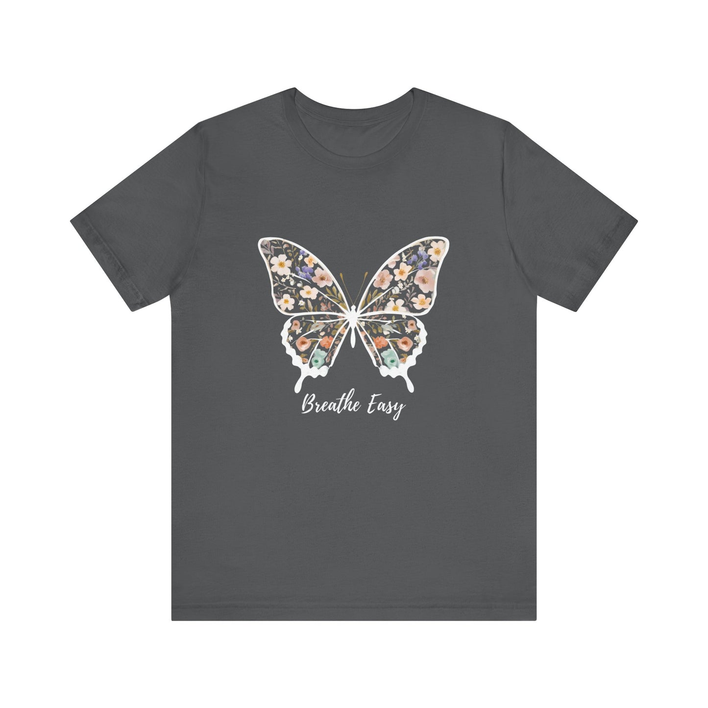 Floral Butterfly 'Breathe Easy' Tee - Relaxed Fit Unisex T-Shirt, Gift for Nature Lovers, Inspirational Shirt, Casual Wear, Summer Top