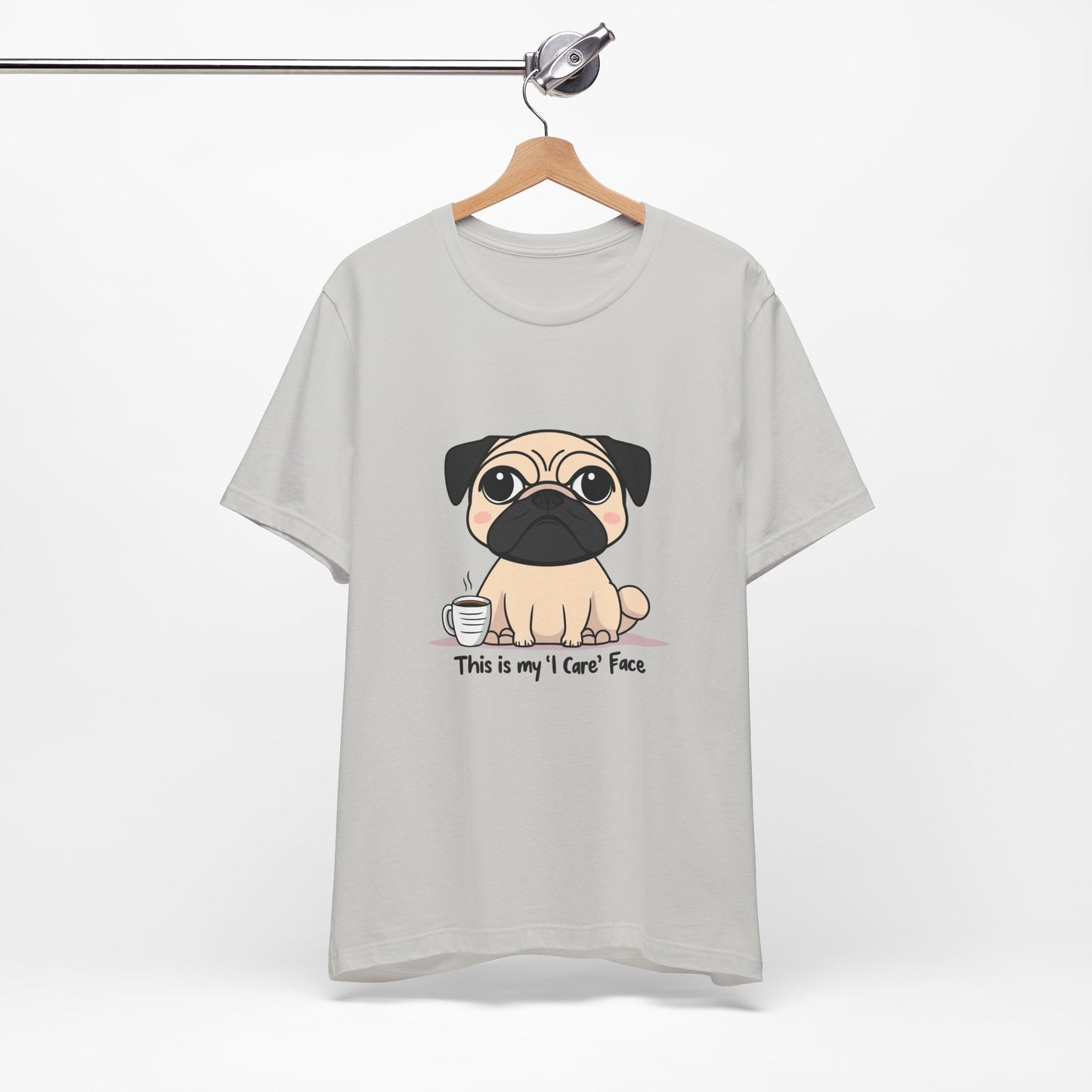 Cute Pug Tee - This is my 'I Care' Face T-Shirt, Dog Lover Gift, Animal Lover Apparel, Funny Pet T-Shirt, Casual Everyday Wear