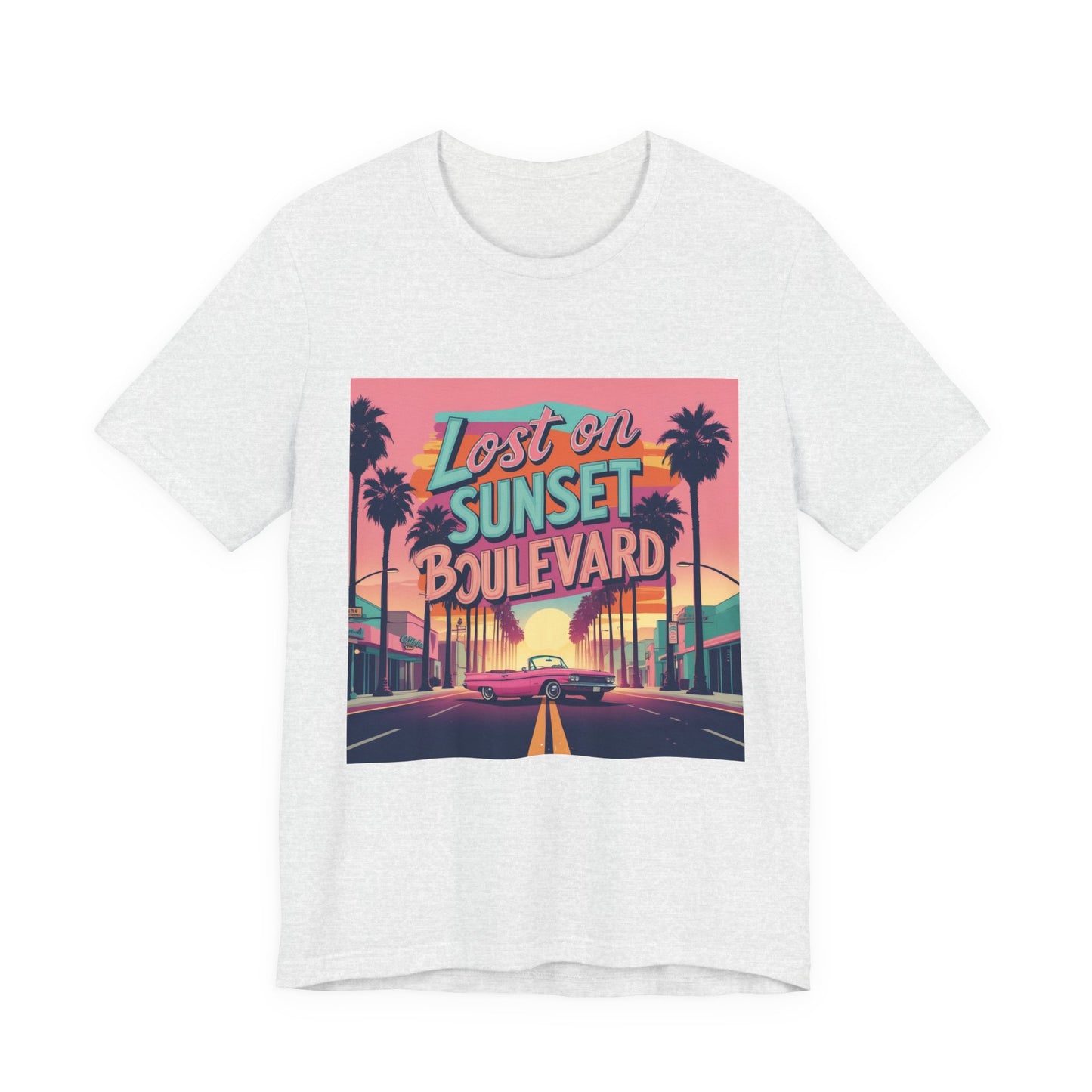 Retro Sunset Boulevard Tee - Unisex Jersey Short Sleeve T-Shirt, Vintage Vibe, Perfect for Summer, Road Trip Gift, Casual Wear, Beach Days