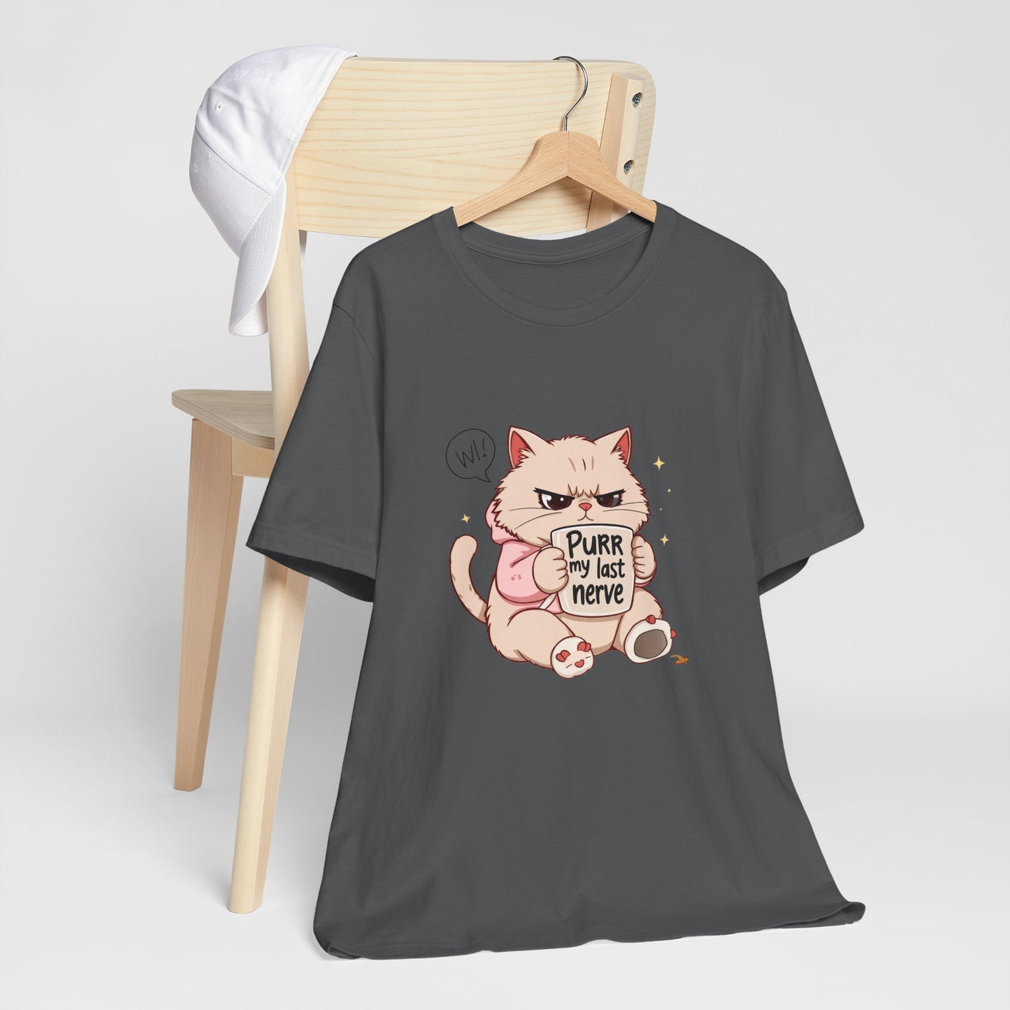 Funny Cat Tee - "Purr My Last Nerve" Unisex Jersey T-Shirt, Cute Animal Shirt, Gift for Cat Lovers, Birthday Gift, Humor Apparel