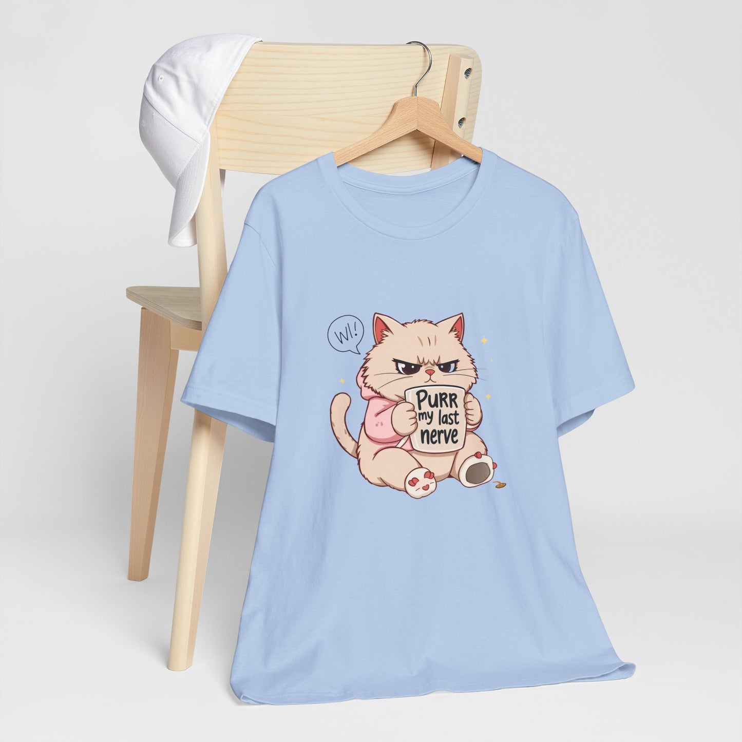 Funny Cat Tee - "Purr My Last Nerve" Unisex Jersey T-Shirt, Cute Animal Shirt, Gift for Cat Lovers, Birthday Gift, Humor Apparel
