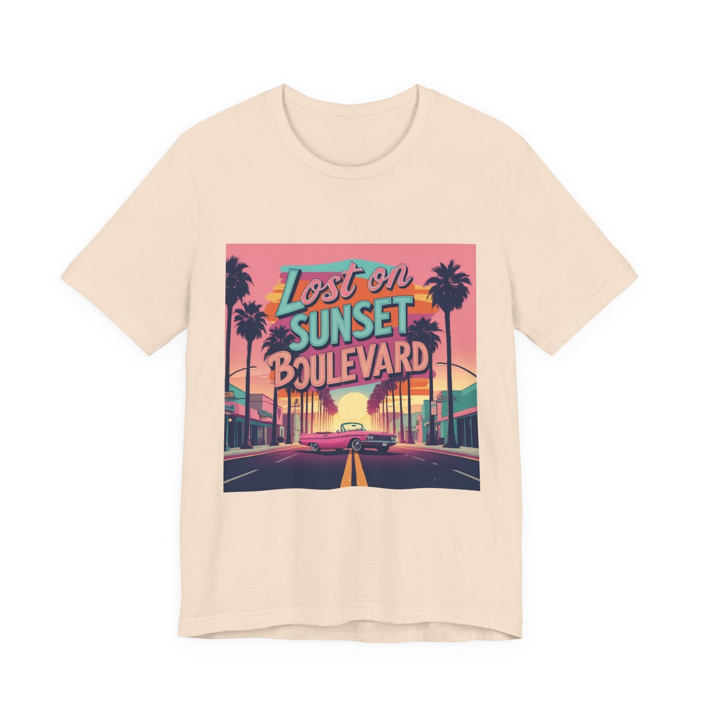 Retro Sunset Boulevard Tee - Unisex Jersey Short Sleeve T-Shirt, Vintage Vibe, Perfect for Summer, Road Trip Gift, Casual Wear, Beach Days