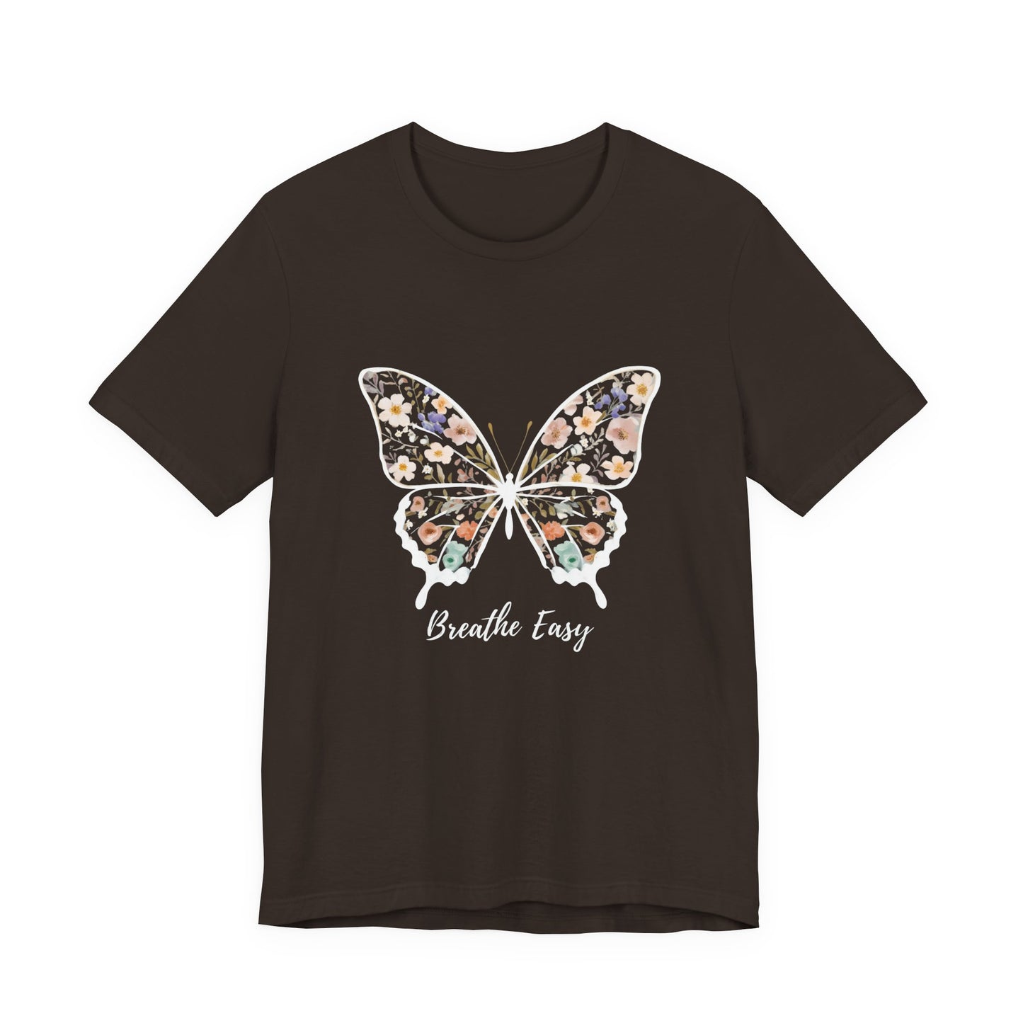 Floral Butterfly 'Breathe Easy' Tee - Relaxed Fit Unisex T-Shirt, Gift for Nature Lovers, Inspirational Shirt, Casual Wear, Summer Top