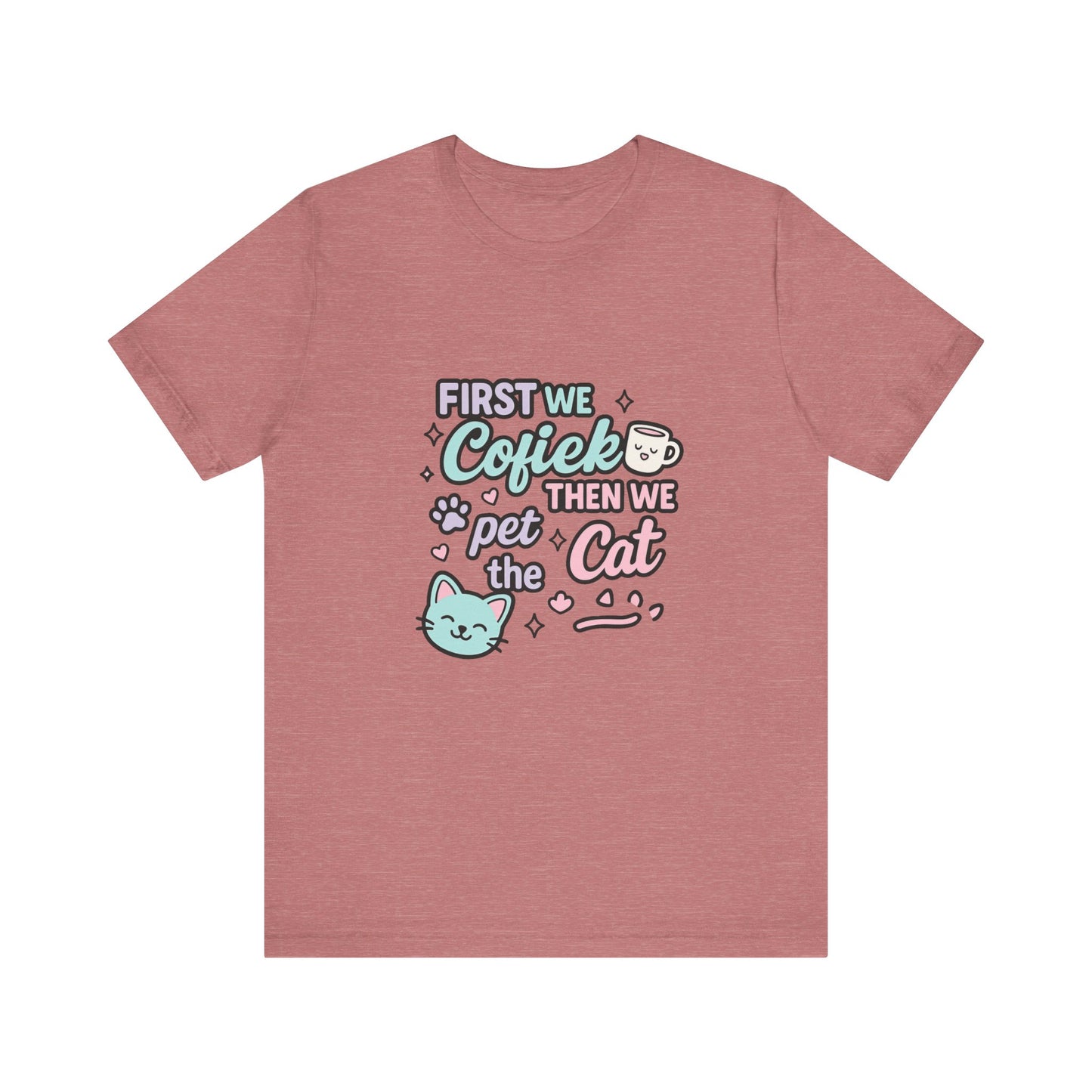 Cute Cat Lover Tee, Coffee Shirt, Pet Lover Gift, Animal Shirt, Cat Lover Apparel, Unisex T-Shirt
