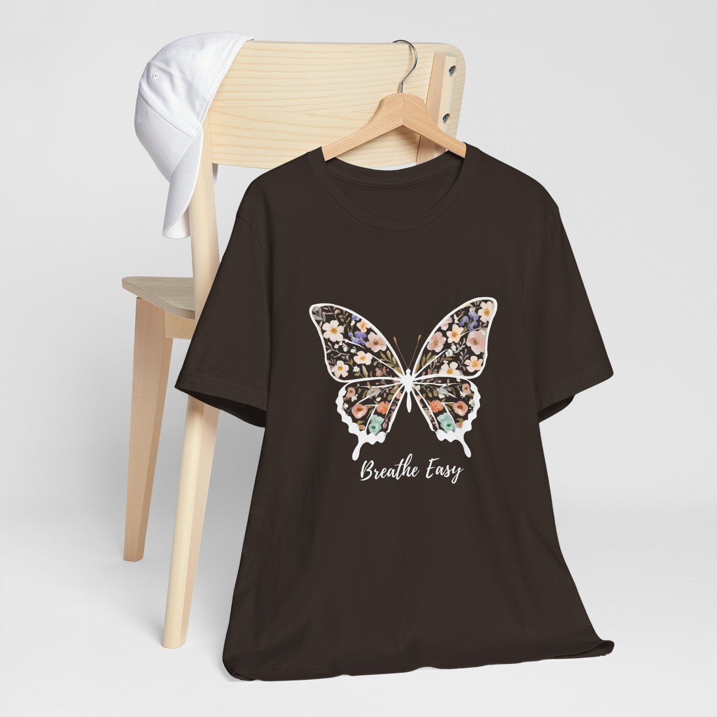 Floral Butterfly 'Breathe Easy' Tee - Relaxed Fit Unisex T-Shirt, Gift for Nature Lovers, Inspirational Shirt, Casual Wear, Summer Top