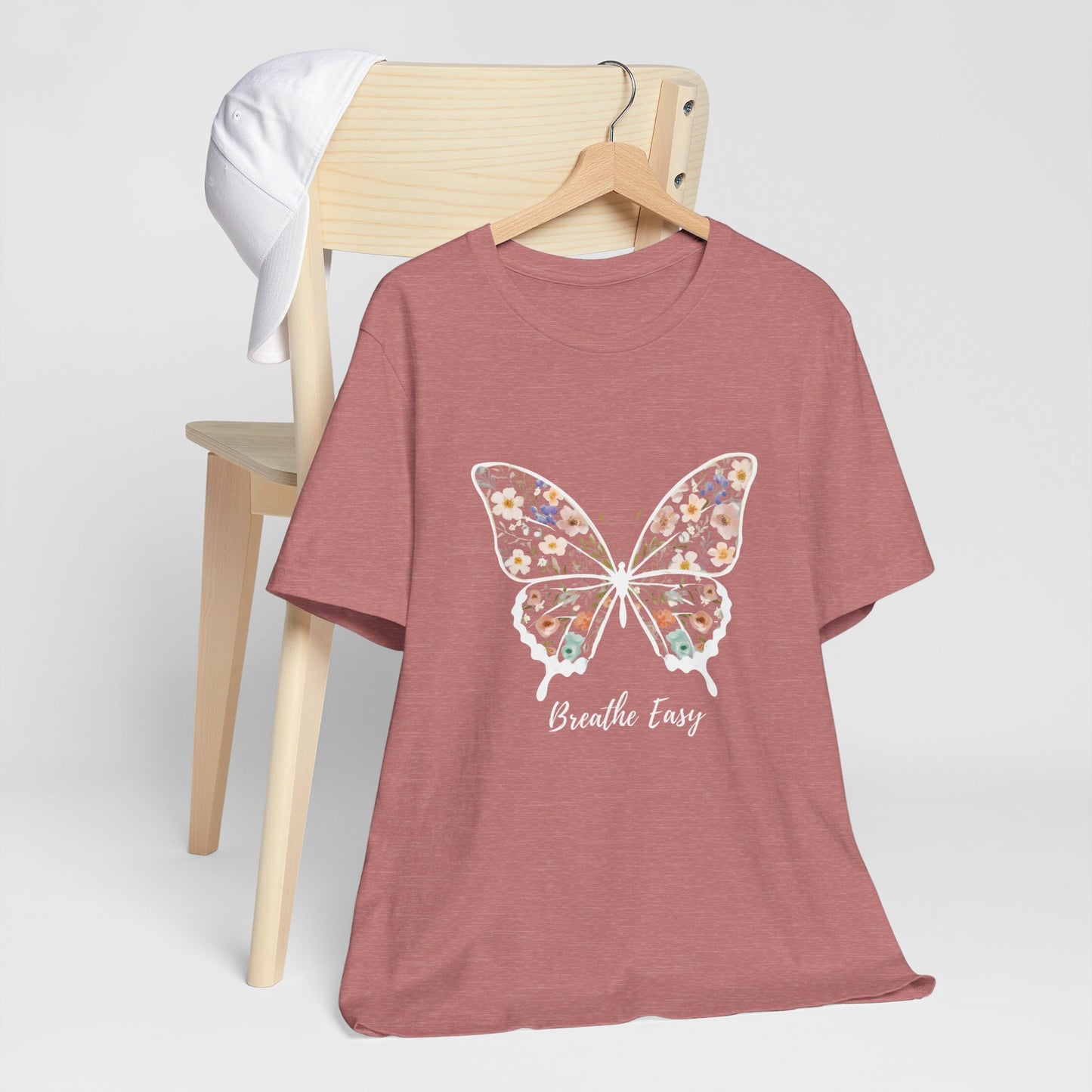 Floral Butterfly 'Breathe Easy' Tee - Relaxed Fit Unisex T-Shirt, Gift for Nature Lovers, Inspirational Shirt, Casual Wear, Summer Top