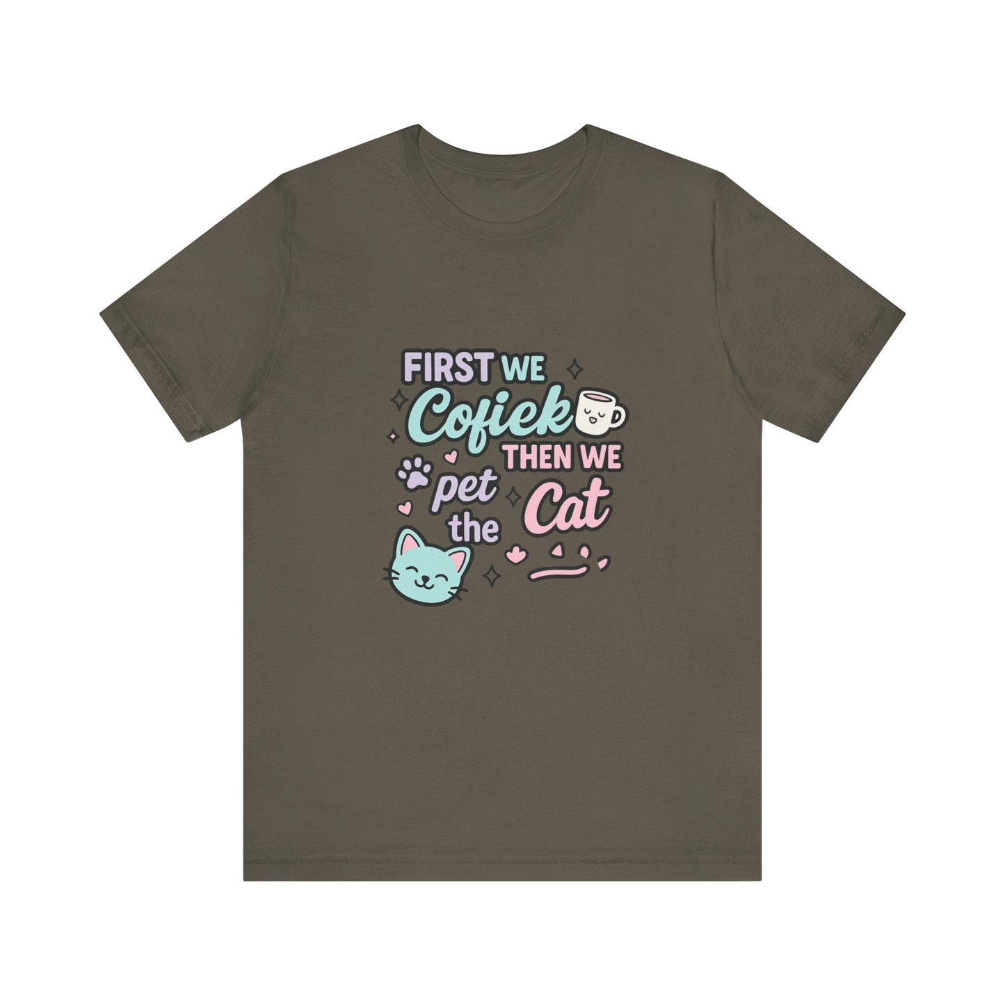 Cute Cat Lover Tee, Coffee Shirt, Pet Lover Gift, Animal Shirt, Cat Lover Apparel, Unisex T-Shirt