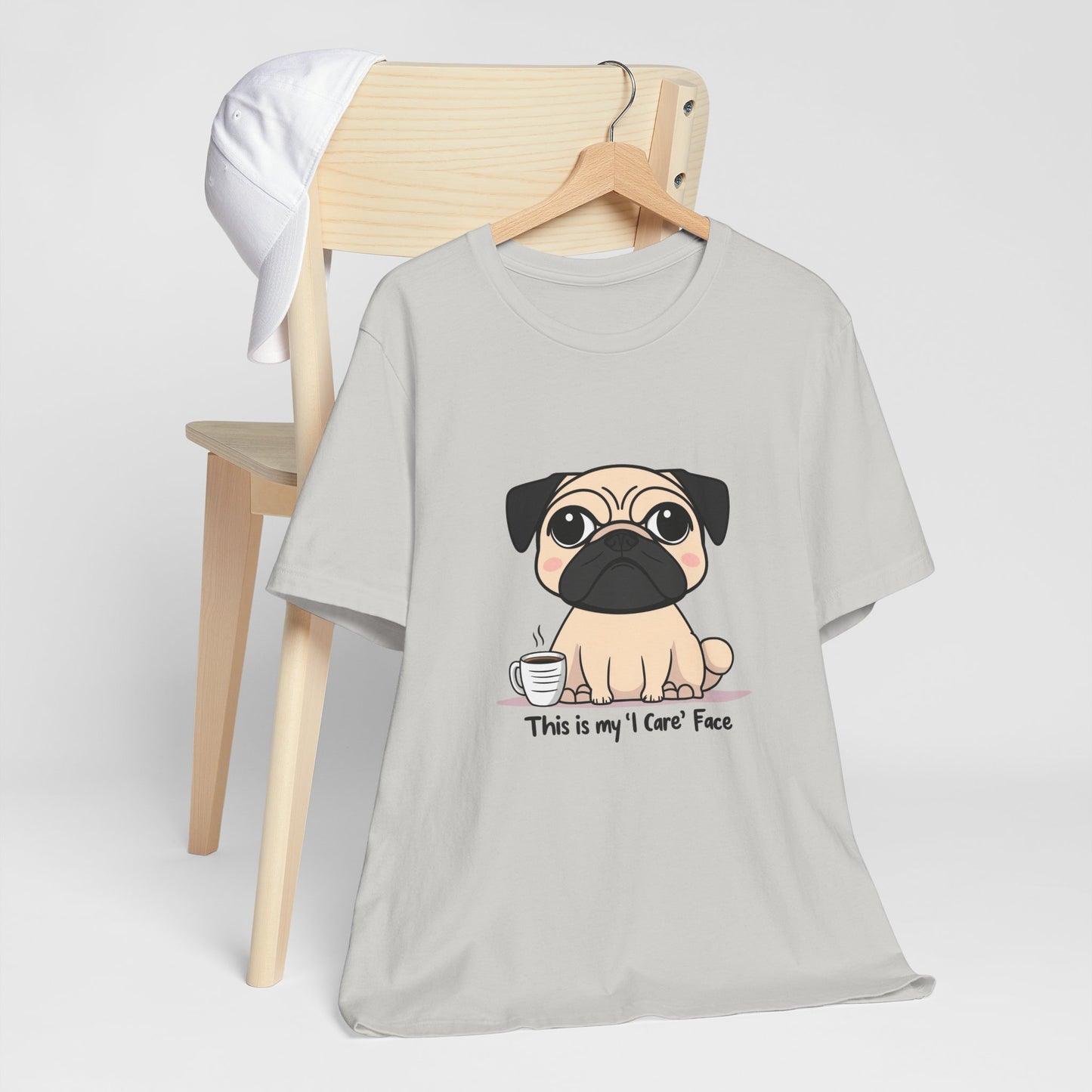 Cute Pug Tee - This is my 'I Care' Face T-Shirt, Dog Lover Gift, Animal Lover Apparel, Funny Pet T-Shirt, Casual Everyday Wear
