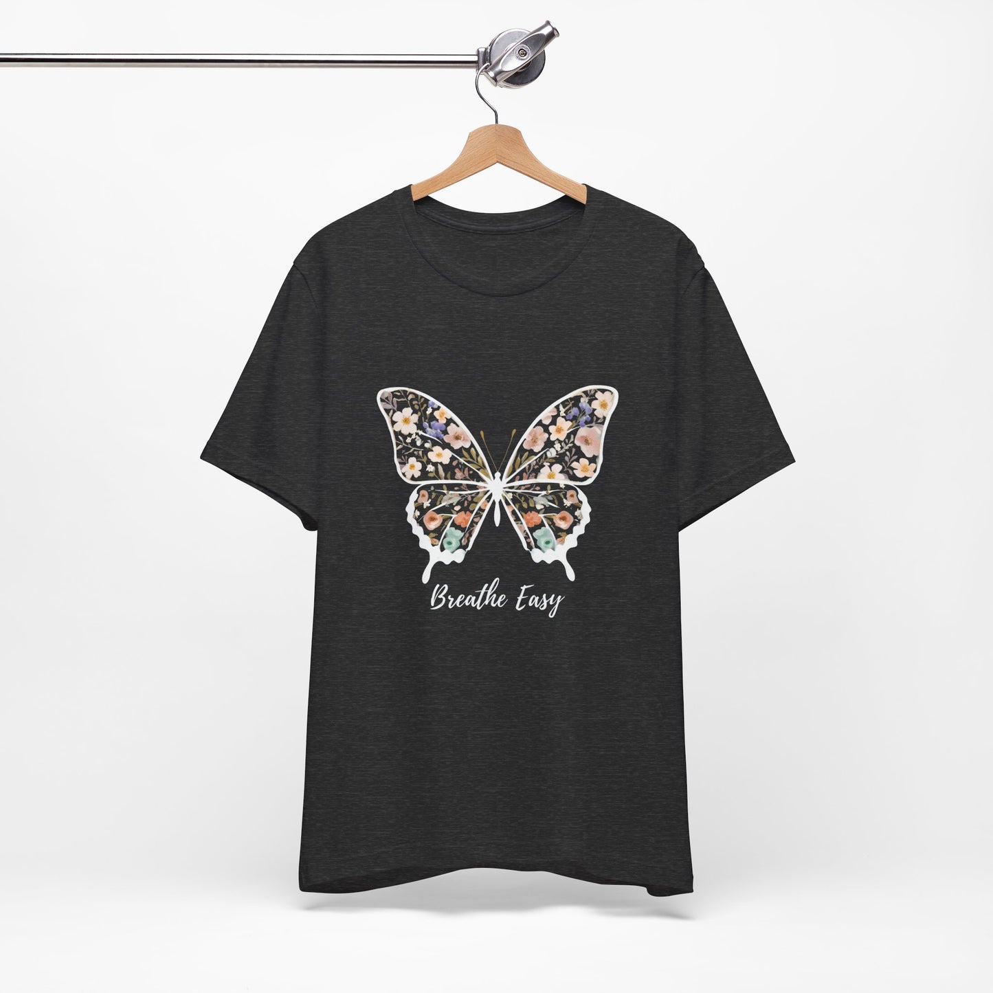 Floral Butterfly 'Breathe Easy' Tee - Relaxed Fit Unisex T-Shirt, Gift for Nature Lovers, Inspirational Shirt, Casual Wear, Summer Top