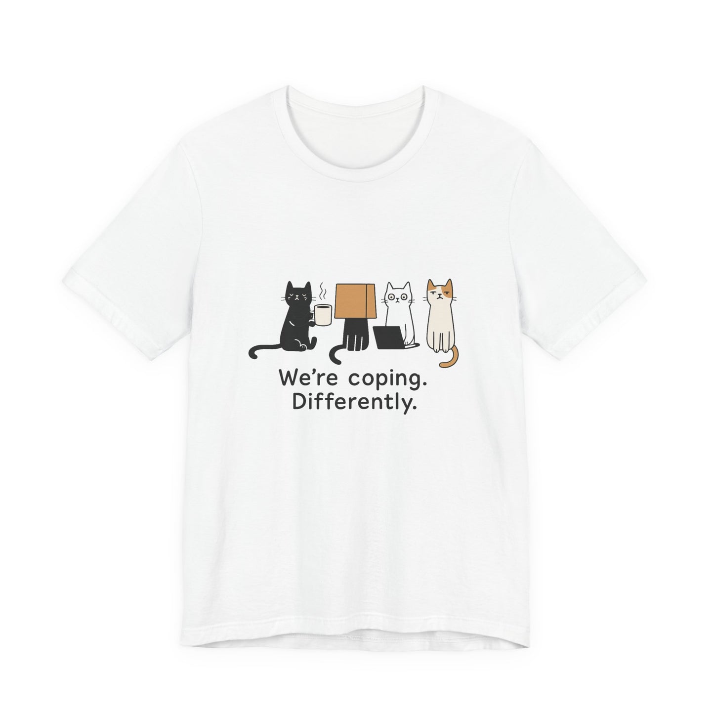 Coping Cat Tee, Unisex T-Shirt, Funny Cat Lover Gift, Unique Pet Owners Shirt, Gift for Cat Enthusiasts