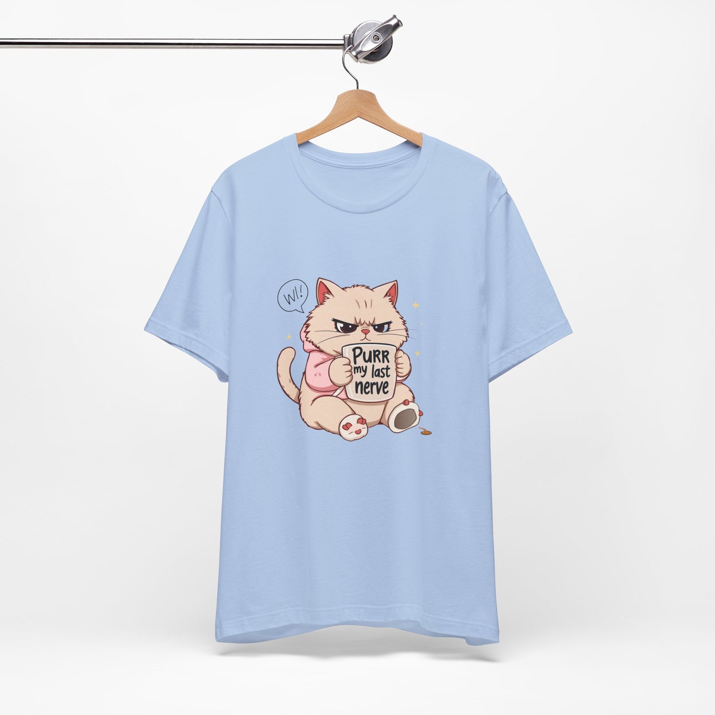 Funny Cat Tee - "Purr My Last Nerve" Unisex Jersey T-Shirt, Cute Animal Shirt, Gift for Cat Lovers, Birthday Gift, Humor Apparel