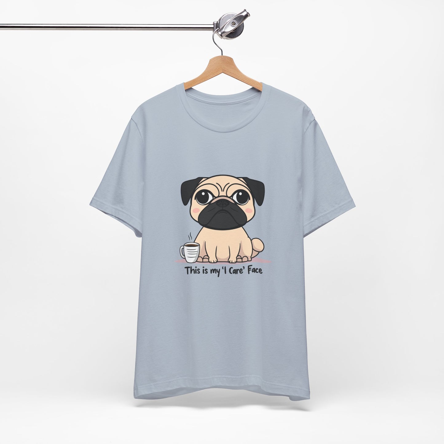 Cute Pug Tee - This is my 'I Care' Face T-Shirt, Dog Lover Gift, Animal Lover Apparel, Funny Pet T-Shirt, Casual Everyday Wear