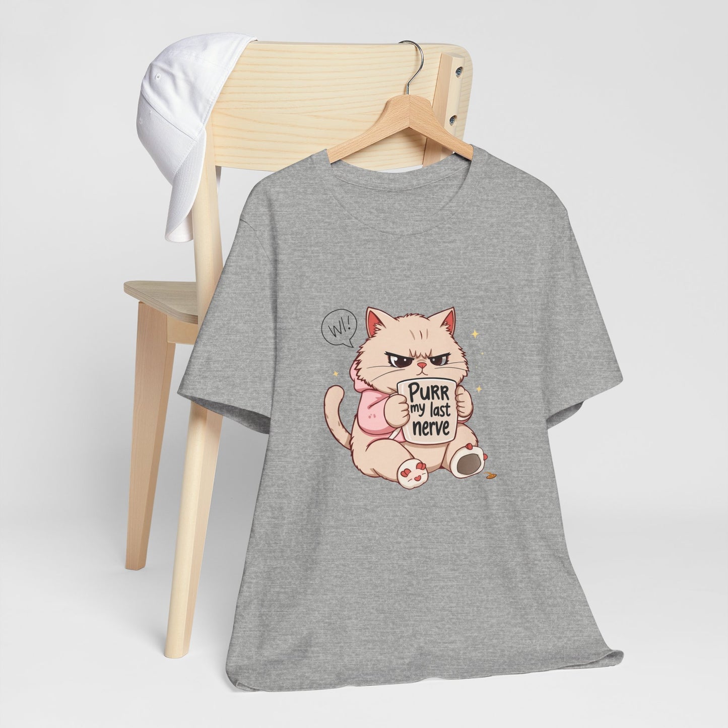 Funny Cat Tee - "Purr My Last Nerve" Unisex Jersey T-Shirt, Cute Animal Shirt, Gift for Cat Lovers, Birthday Gift, Humor Apparel