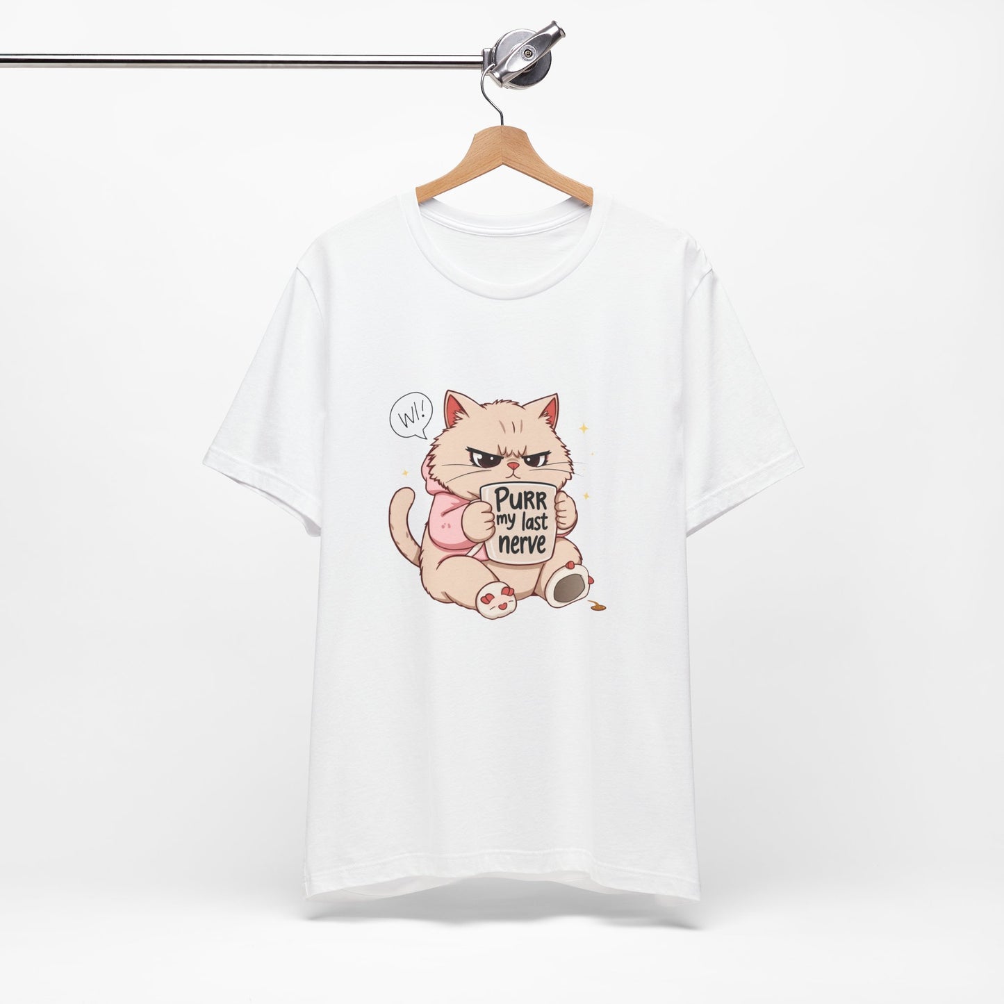 Funny Cat Tee - "Purr My Last Nerve" Unisex Jersey T-Shirt, Cute Animal Shirt, Gift for Cat Lovers, Birthday Gift, Humor Apparel