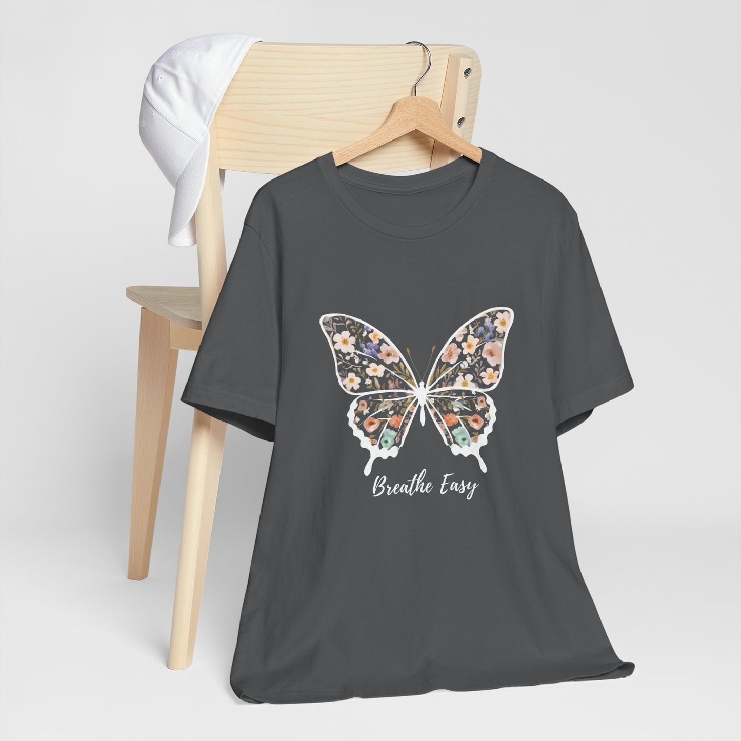Floral Butterfly 'Breathe Easy' Tee - Relaxed Fit Unisex T-Shirt, Gift for Nature Lovers, Inspirational Shirt, Casual Wear, Summer Top