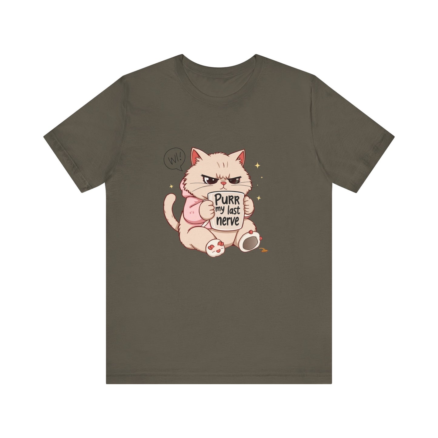 Funny Cat Tee - "Purr My Last Nerve" Unisex Jersey T-Shirt, Cute Animal Shirt, Gift for Cat Lovers, Birthday Gift, Humor Apparel