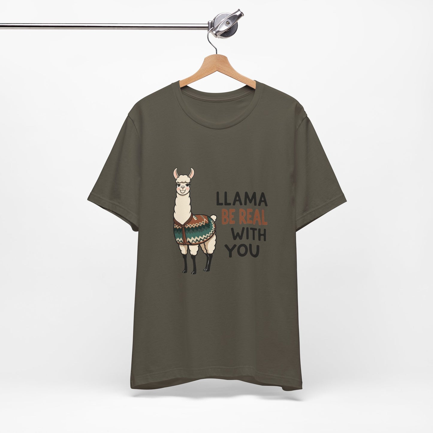 Llama Graphic Tee - Be Real With You - Cute Animal T-Shirt, Funny Shirt for Animal Lovers, Ideal Gift for Friends, Casual Wear