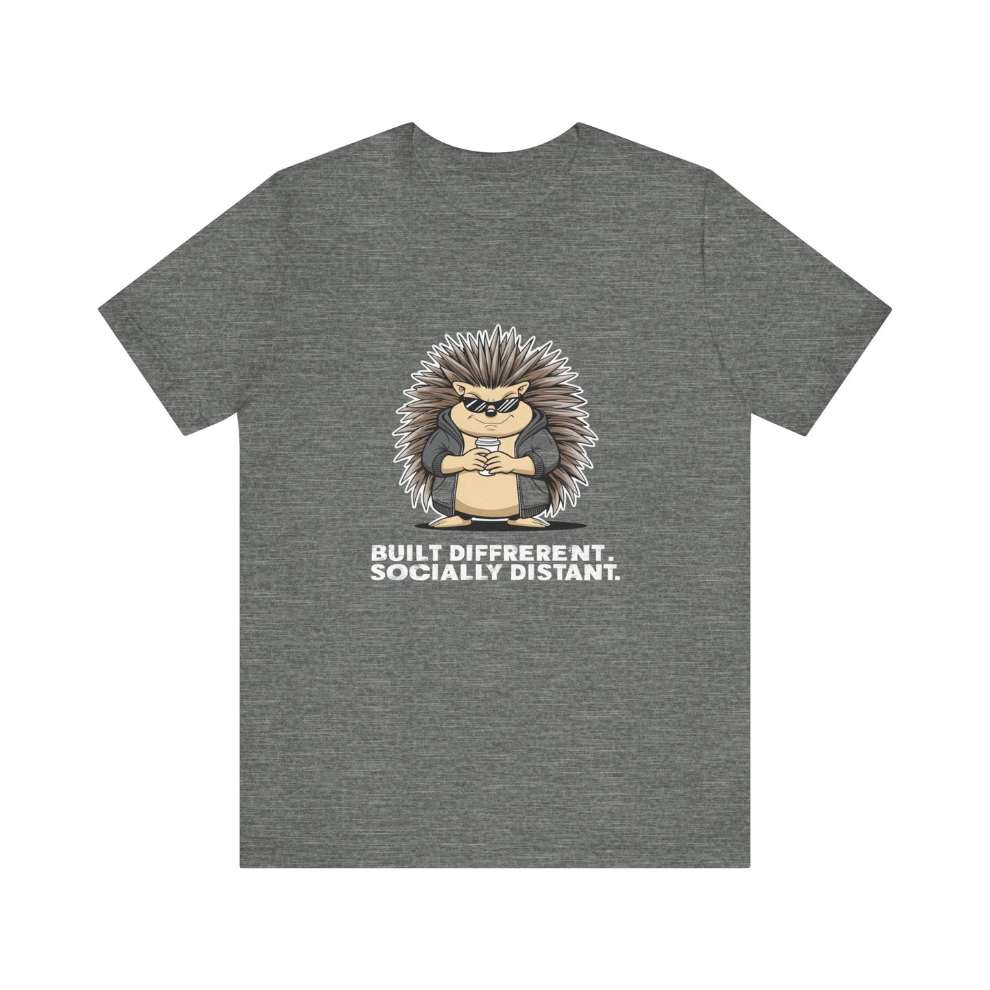 Quirky Socially Distant Tee, Graphic Tee, Casual Wear, Gift for Friends, Unisex T-Shirt, Hedgehog Humor Shirt