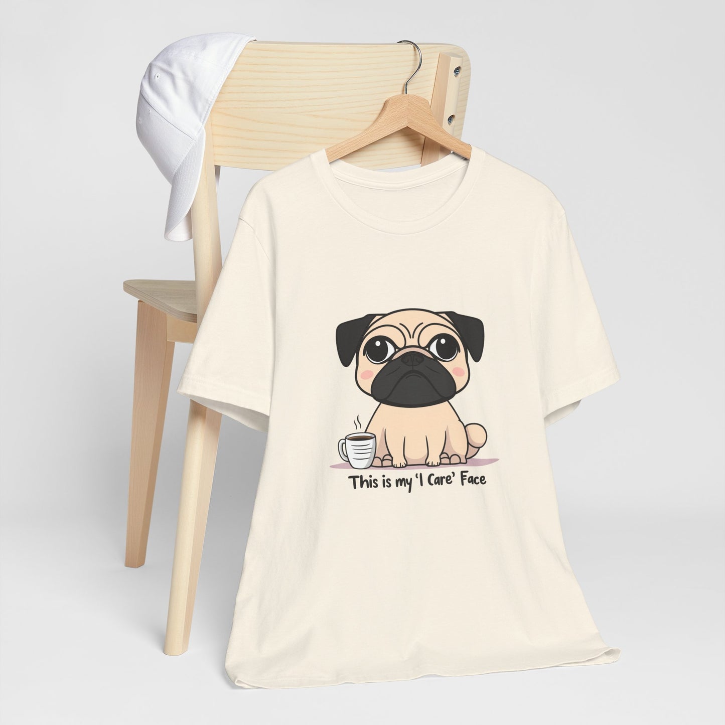Cute Pug Tee - This is my 'I Care' Face T-Shirt, Dog Lover Gift, Animal Lover Apparel, Funny Pet T-Shirt, Casual Everyday Wear