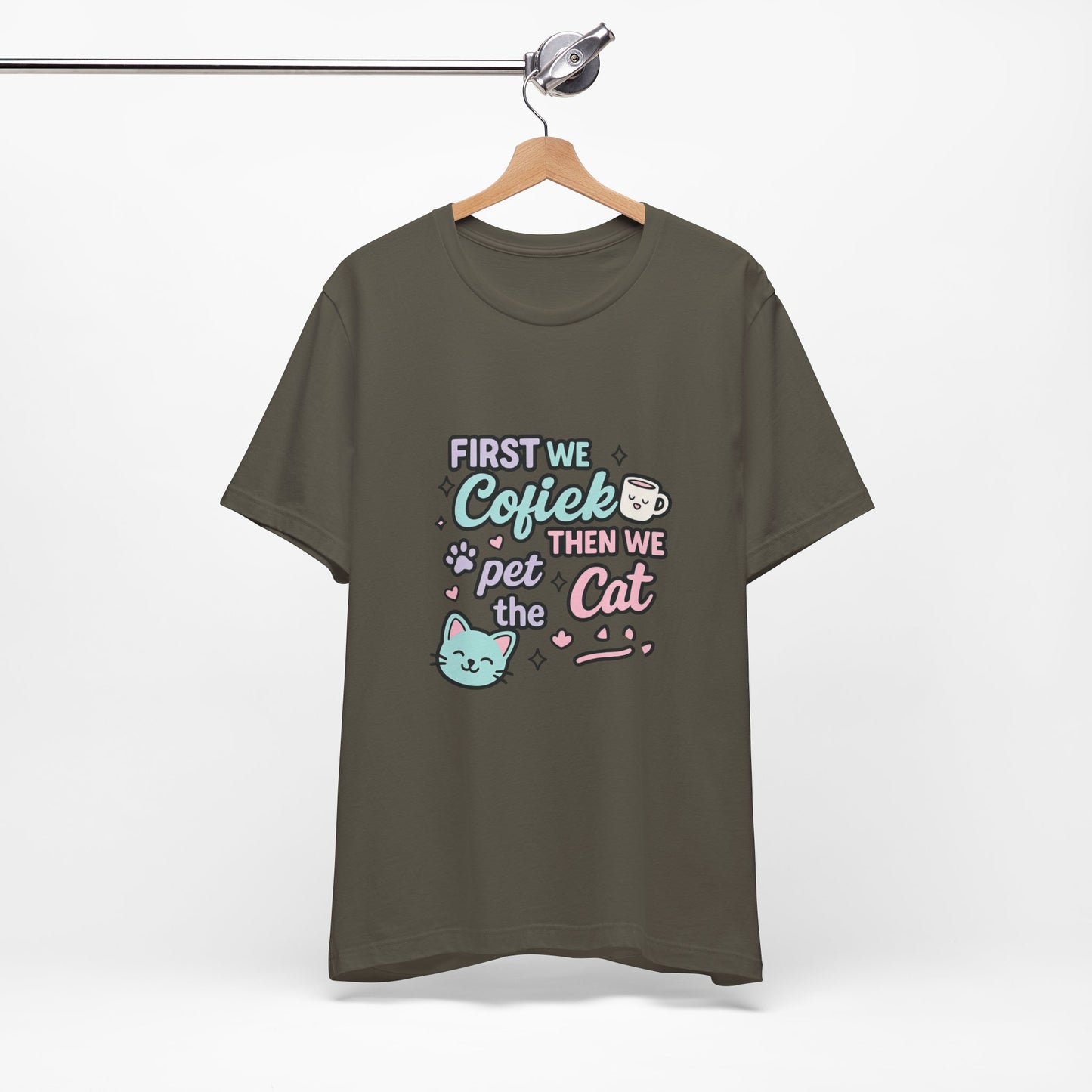 Cute Cat Lover Tee, Coffee Shirt, Pet Lover Gift, Animal Shirt, Cat Lover Apparel, Unisex T-Shirt