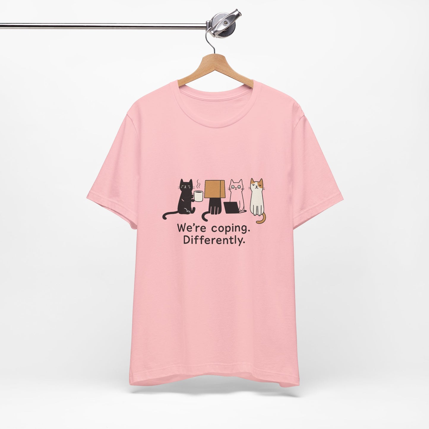 Coping Cat Tee, Unisex T-Shirt, Funny Cat Lover Gift, Unique Pet Owners Shirt, Gift for Cat Enthusiasts