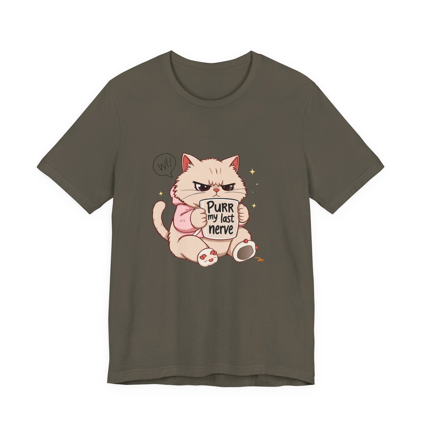 Funny Cat Tee - "Purr My Last Nerve" Unisex Jersey T-Shirt, Cute Animal Shirt, Gift for Cat Lovers, Birthday Gift, Humor Apparel