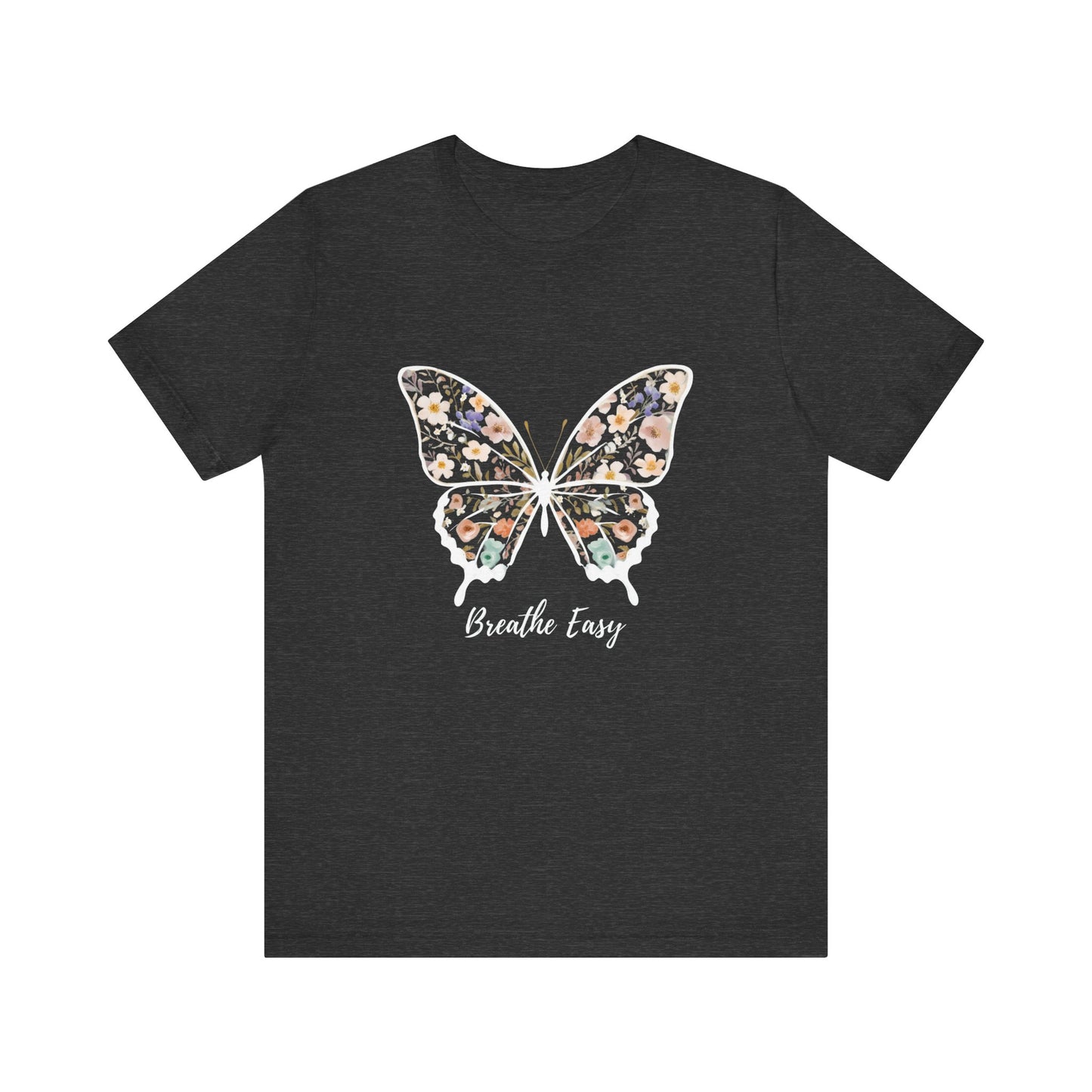 Floral Butterfly 'Breathe Easy' Tee - Relaxed Fit Unisex T-Shirt, Gift for Nature Lovers, Inspirational Shirt, Casual Wear, Summer Top