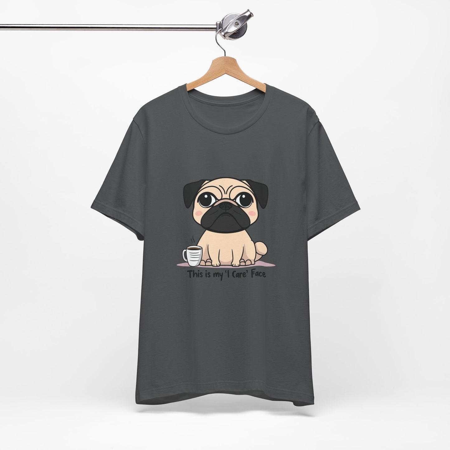 Cute Pug Tee - This is my 'I Care' Face T-Shirt, Dog Lover Gift, Animal Lover Apparel, Funny Pet T-Shirt, Casual Everyday Wear